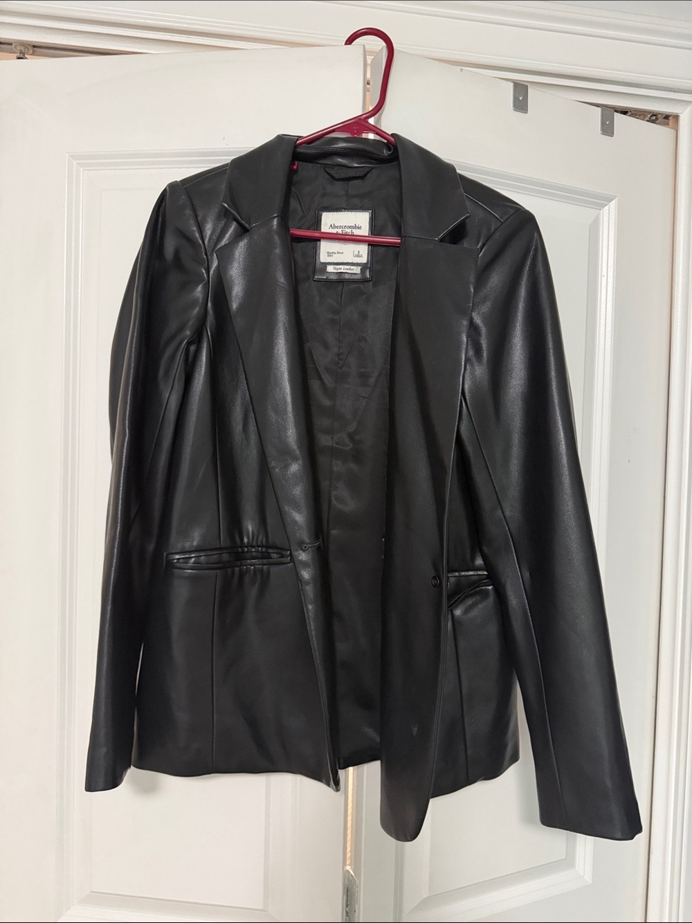 Abercrombie & Fitch Black Faux Leather Blazer
